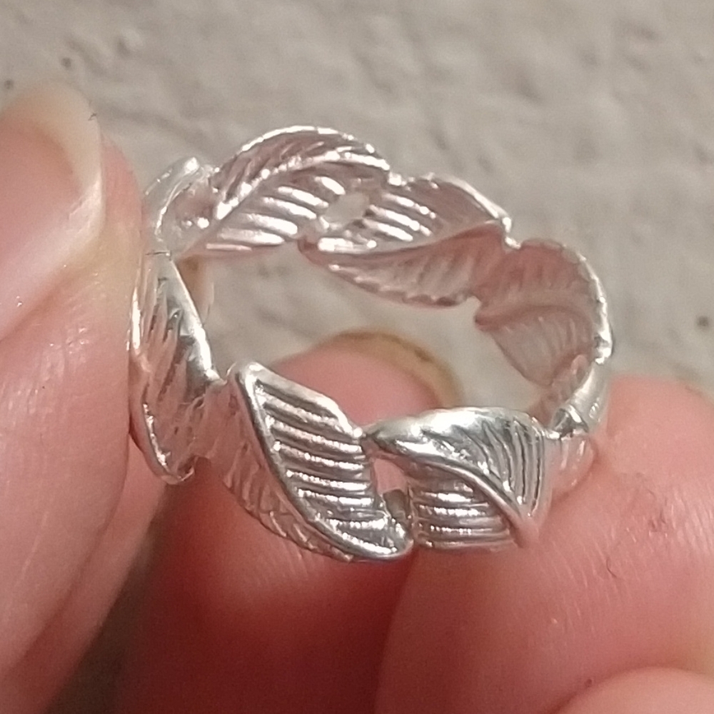 Nice Leaf Solid Sterling Silver Artistic Ring - image 2